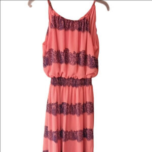 Enfocus Studio Coral & Purple Maxi Dress Size 10 Women’s Formal Evening Gown